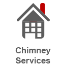 Chimney services graphic image of house.