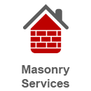 Masonry services graphic image of brick house.