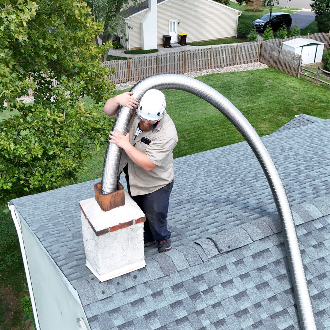 Stainless steel chimney liner installation in Reading, PA and West Chester, PA