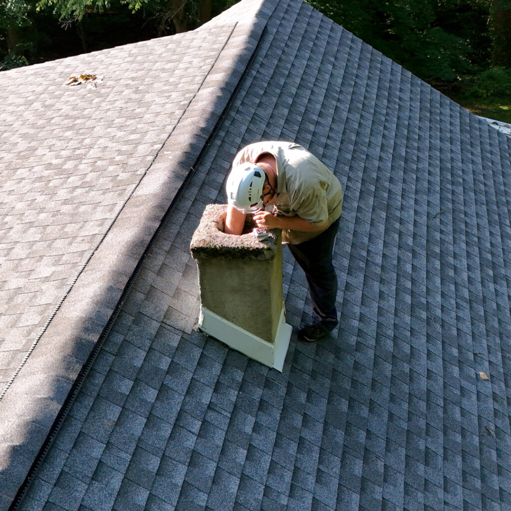 Chimney inspection for fire safety in Chester, PA.