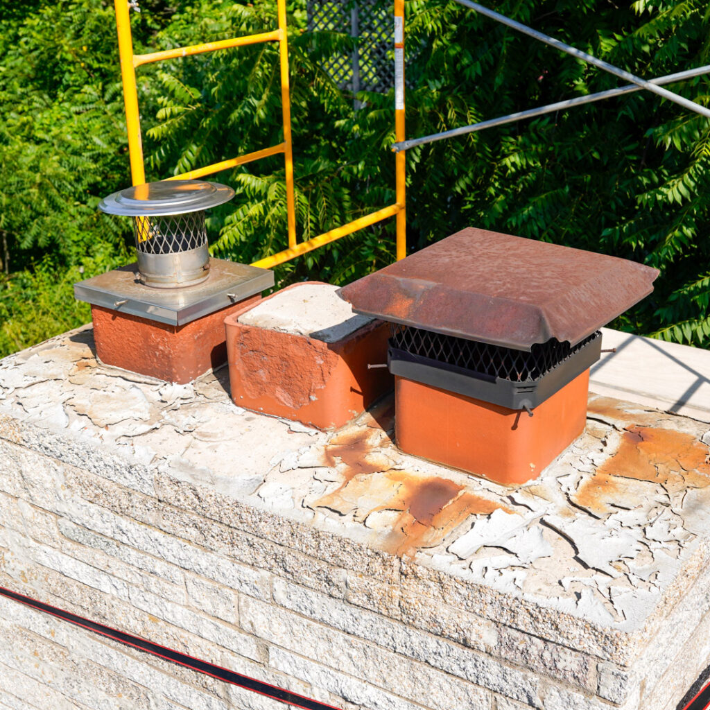 Water damaged chimney in Gilbertsville, PA.